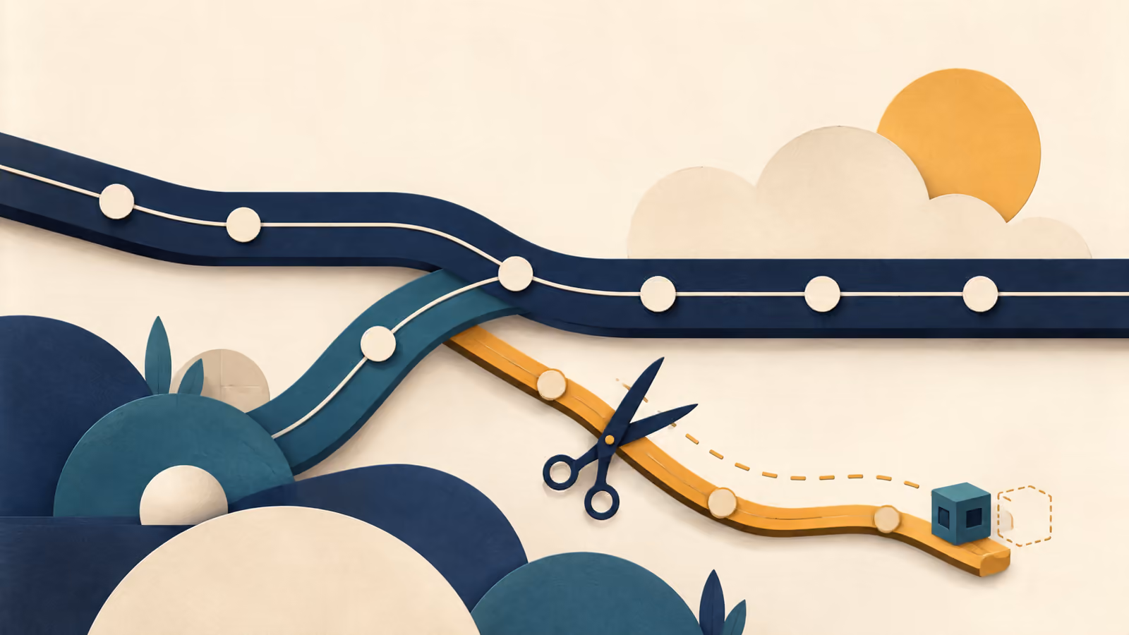 A temporary flag control is removed after application paths converge on a permanent route.