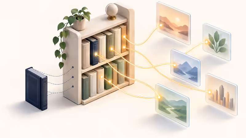 Threads connect documents to answer panels; a withdrawn document has detached connections.